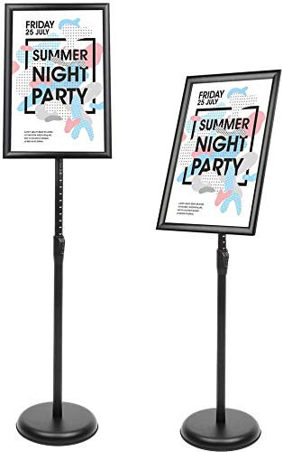 YIYO A4 Poster Stand Floor Standing Sign Holder Snap Frame Adjustable Aluminum Sign , Menu Display Notice for Wedding/Business Activities Display（Black） (Black, A4)