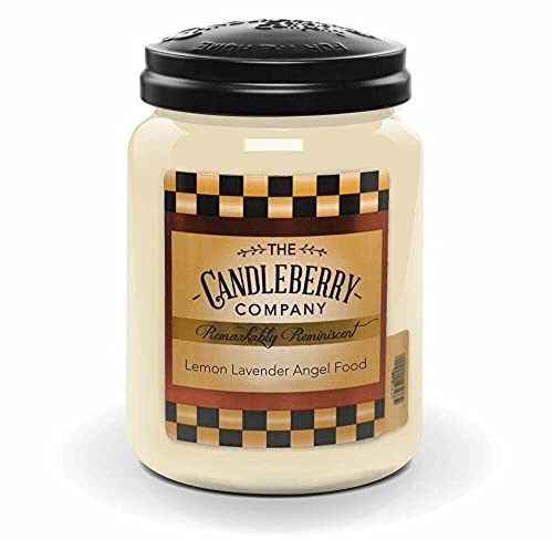 Candleberry Duftkerze im Glas mit Deckel - Lemon Lavender Angel Food (570g) - Intensiv duftende ganzjährige Kerze bis zu 160h Brenndauer für jeden Anlass (Zitrone)