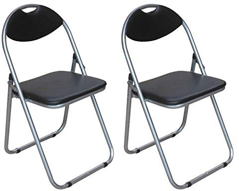 Taylor & Brown Pack of 2 Black Padded Folding Chair Back Rest Easy Store for Home, Dining, Office, Computer Desk Chairs, Seating Events - Size 44cm x 45cm x 78cm