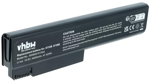 vhbw Replacement Battery compatible with HP EliteBook 6930, 6930p, 8440, 8440p Laptop (4400mAh, 10.8V, Li-Ion)