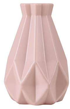 SANWOOD Vase géométrique en céramique, pots de fleurs artificielles, plantes modernes, vase décoratif en plastique incassable, vase pour bureau, couloir, maison, mariage – Rose 3219