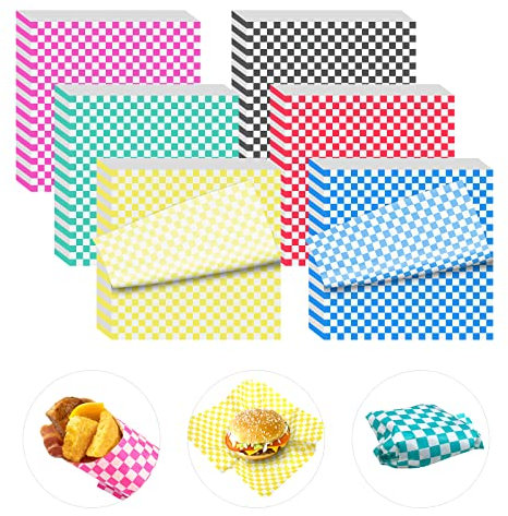 120 Blatt Sortimentspackung kariert trocken gewachst Deli Papier Blätter 30,5 x 30,5 cm Papier Sandwich Papier Liner Lebensmittel Korb Liner Wachspapier Deli Wrap Wachspapier Blätter zum Verpacken von
