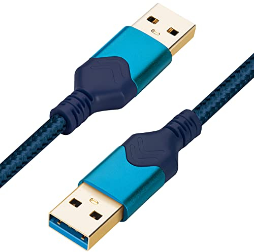 ROFICORD USB 3.0-Stecker-zu-Stecker-Kabel, USB-A-zu-USB-A-Hochgeschwindigkeits-Datenkabel, kompatibel mit Festplattenlaufwerk/Laptop-Kühler/Set-Top-Box/DVD-Player/TV/Kamera und mehr (0,6 M, Blau)