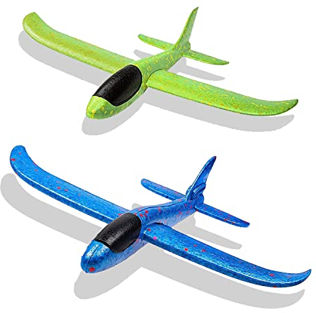 2 Stück Styroporflieger, Manuelles Werfen Segelflugzeug, Schaum Flugzeug Spielzeug, Kinder Modell Segelflugzeug, Sportarten Outdoor Spielzeug