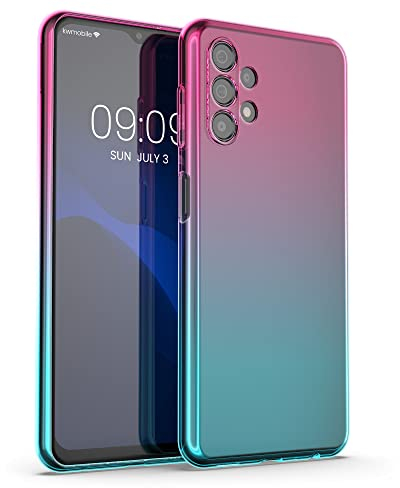 kwmobile Case kompatibel mit Samsung Galaxy A13 4G - Hülle Handy - Handyhülle Zwei Farben Pink Blau Transparent