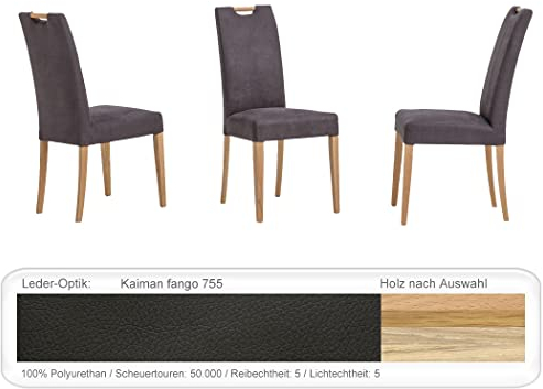 6X eleganter Polsterstuhl Silvana hochwertiger Stuhl Esszimmerstuhl Massivholzstuhl Küchenstuhl Verschiedene Varianten, Holzart:Eiche Sonoma lackiert, Bezugstoff:Kaiman Fango