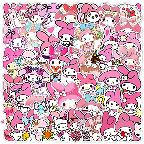 50 Packs Kawaii Anime Compatible with My Melody Stickers,Reward Melody Gift for Children Teens Kids Adults,Waterproof Cartoon Stickers for Laptop Water Bottle Phone Bicycle Journal Scrapbooking