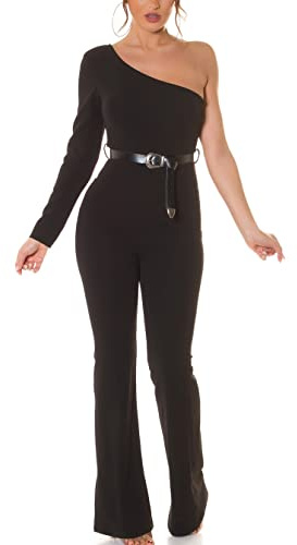 Koucla One Shoulder Business Long Jumpsuit mit Gürtel