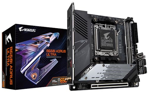 GIGABYTE B650I AORUS Ultra Mainboard - Unterstützt AMD Ryzen 9000 Prozessoren, 8+2+1 digitales VRM, bis zu 7200MHz DDR5 (OC), 1x PCIe 5.0 + 2X PCIe 4.0 M.2, Wi-Fi 6E, 2.5GbE LAN, USB 3.2 Gen 2x2