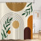 Hnmdmyi Duschvorhang Boho 180x180, Mid Century Abstrakt Grün Blätter Bogen Sonne Beige Badewanne Vorhang Modern Minimalistisch Geometrisch Ästhetisch Kunst Wasserdicht Stoff Waschbar Badevorhang