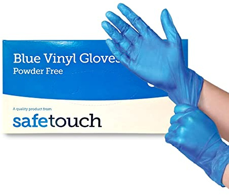 Just Health Disposables 100 guanti in vinile blu, taglia M (confezione da 100 pezzi) | Multiuso | Senza polvere | Senza lattice | Blu usa e getta
