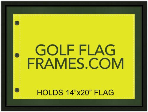 17x23 Black Golf Flag Frame, Moulding blk-001, Comes with 3 Mat Colors - Green, Black, and (NEW) Indigo Blue; holds 14x20 PGA, Ryder Cup, US Open Golf Flags; flag not included; DEBUT FOR 2024