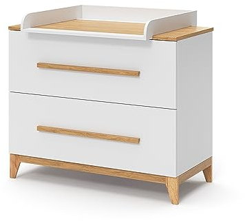 VitaliSpa fasciatoio Malia, Bianco/Rovere, 108 x 98 cm con 2 cassetti