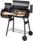 COSTWAY 2 en 1 Barbacoa Carbon, Parrilla de Carbón con 2 Estantes 2 Ruedas y Termómetro, Sistema de Ventilación y Chimenea, Barbacoas de Carbon y Leña
