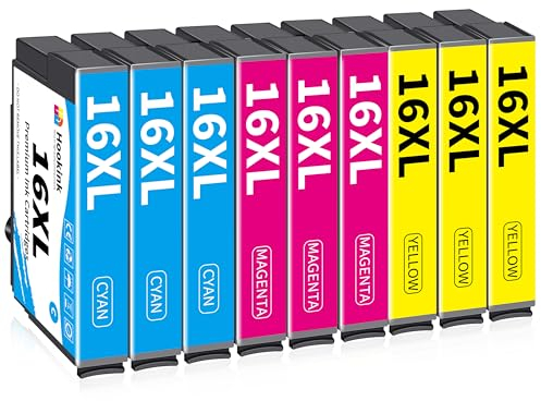 Hookink 16XL Druckerpatronen Kompatibel für Epson 16XL 16 XL Tintenpatronen Multipack für Workforce WF-2760 WF-2630 WF-2510 WF-2660 WF-2750 WF-2650 WF-2540 WF-2530 WF-2520 WF-2010 (9er-Pack)