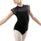 Happy Cherry Ballettanzug Mädchen Ballett Trikot Kurzarm Kinder Baumwolle Ballettkleidung Tanzbody Teen Turnanzug Gymnastikanzug mit Spitze Schwarz 13-14 Jahre