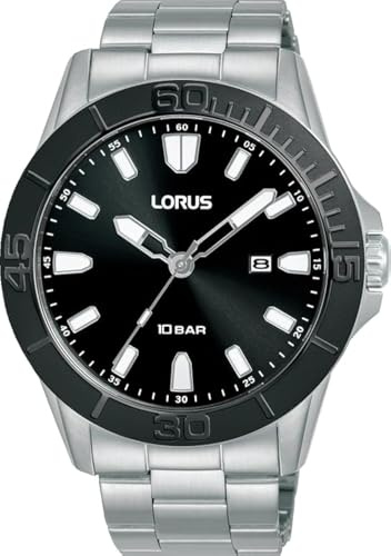 LORUS Herren Analog Quarz Uhr mit Edelstahl Armband,Silber