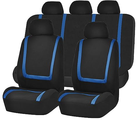 MOOWI Auto Sitzbezüge Sets Für Ford-Flucht C-Max. Grand C-Max. Kuga S-Max,Atmungsaktiv Verschleißfest Bequem Sitzkissen Zubehör,D-Black Blue