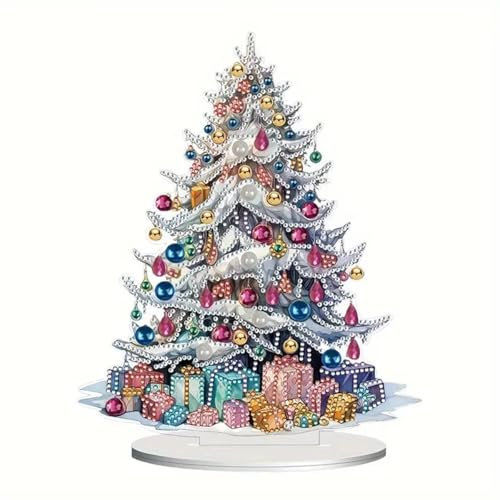 Syntego 5D Christmas Tree Decoration Painting Kit I DIY Art Set with Presents, Acrylic Tabletop Decoration & Crystal Rhinestone