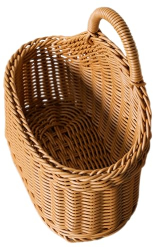 Panier de rangement en rotin à suspendre - Panier à fleurs en osier tissé pour pommes de terre, magazines, articles divers, oignons, taille