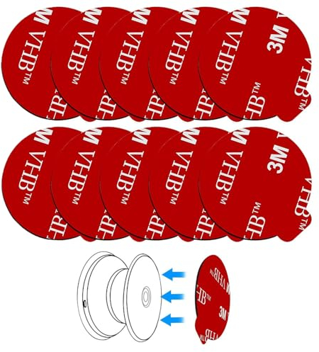 10 Stück 3M Very High Bond Sticky Adhesive Replacement Compatible with Socket Mount Base VHB Sticker Pads for Collapsible Grip & Stand (Rot)