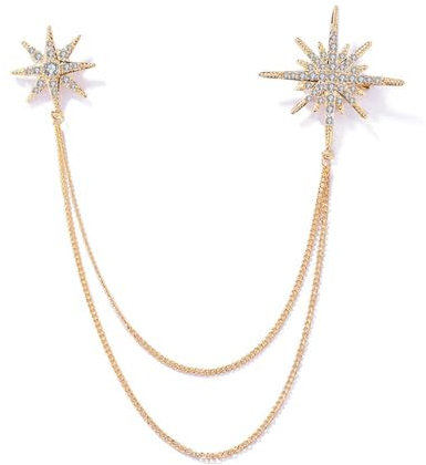 Broche Étoile En Strass Pour Femmes, Filles Et Hommes, Flocon De Neige En Cristal, Épingles à Revers, Accessoires De Costume, Bijoux De Bouquet, Cadeaux De Noël, De Mariage, De Saint-Valentin (Doré)