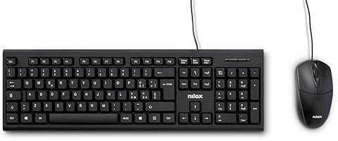 Nilox NXKMIT0011, Kit Tastiera e Mouse USB, Tastiera con Layout Italiano, Mouse con Sensore Ottico da 1600 DPI, Compatibile con Windows, Linux e Mac