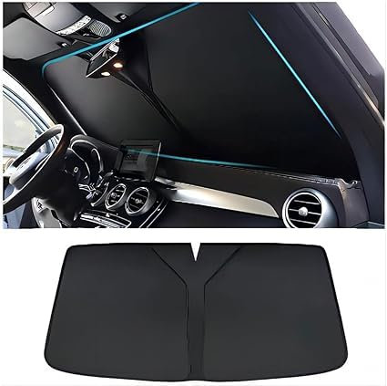 ZJIZOU Parasol Parabrisas Delantero Coche para Renault Clio (2001-2002), Accesorios Anti-UV Aislamiento térmico Interior,A-Black