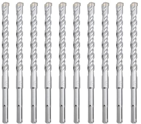 hsawbit Lot de 10 forets à maçonnerie avec tige SDS Plus, 14 mm x 210 mm, pointe en carbure de tungstène pour béton, brique, murs de ciment, pierre