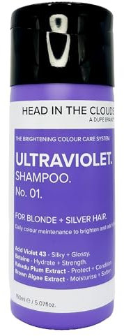 Dupe Head in the Clouds Ultraviolet Purple Shampoo No. 01, Blonde, Silver and White Hair Enhancer, Purple Tones Neutralise Yellow and Brassy Colours, Brightening Colour Care System 150ml