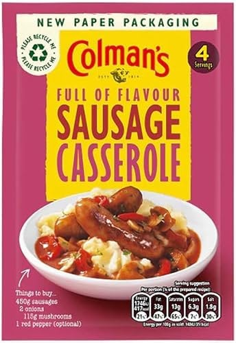 Sausage Casserole Recipe Mix 39G X 3 Pack, A seasoning mix with tomato and herbs for sausage casserole, provides 4 servings, suitable for vegans