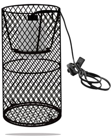Guozyly Lampe chauffante pour reptiles - Panier de protection E27 - Grille de protection de lampe - Panier de protection de lampe avec douille en céramique - Interrupteur - Grille de protection pour