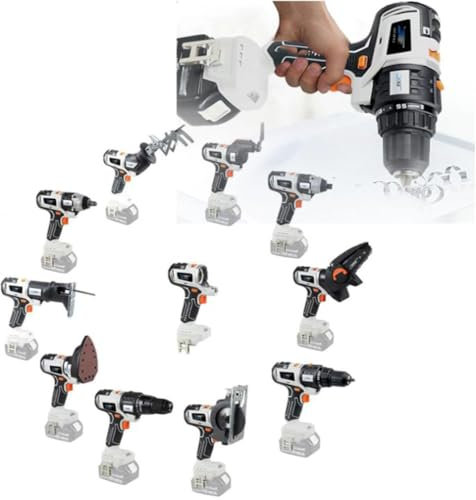 Cordless Power Tool Combo Kit, 10 in 1 Multi-Functional Woodworking Tool Set - Brushless Power Tool Combo Kit for DIY Projects with 2 x 4.0Ah Battery & Tool Box- Ultimate Cordless Tool Set