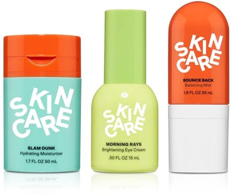 Bub~ble Skincare Set Slam Dunk Face Moisturizer+ Bounce Back Balancing Facial Toner Mist + Morning Rays Brightening Eye Cream, Made with Vitamin E + Aloe Vera Juice for Normal to Dry Skin
