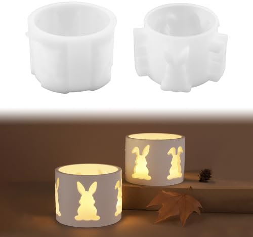 Silikonformen Gießformen Ostern, 2 Stück Silikonform Ostern Hase Silikonform Kerzenhalter Giessformen Silikon Ostern Silikonform Osternhase Teelichthalter Silikon Gießform Ostern für Handwerk (A)