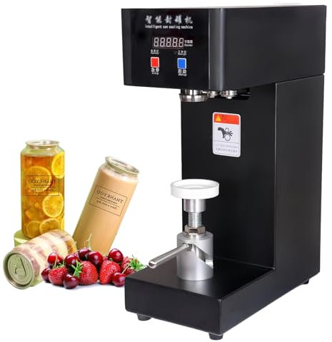 Automatic Can Sealing Machine,180W Electric Cup Sealer Machine with Counter & LCD Display, 5.5cm Dia & 14-21cm Height Tin Can Seaming Closing Capping Machine,Fruit Juice/Beer Can Sealer,Black-220V