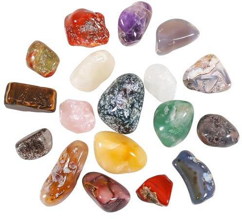 Zourglow 18 Stück Heilsteine Kristalle Set, Natürliche Poliert Chakra Steine Set, Bunte Heilsteine Edelsteine Set für Meditation, Erdung, Chakra, Reiki, Ausgleich, Beruhigung
