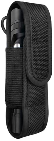 Taschenlampen-Tasche, Blitzlicht-Gürtelhalter, tragbare LED-Taschenlampe, Schutz, LED-Taschenlampen-Holster, Schutzhülle für Outdoor, Jagd, Camping, Wandern, Schwarz, 14 x 3 cm