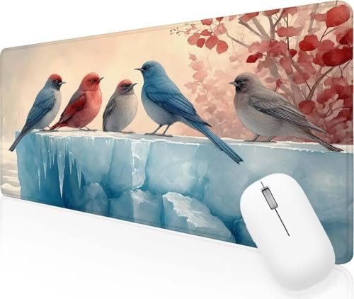 Mousepad Vogel Tier Mauspad XXL 1000x500x3mm Große Schreibtischunterlage Gaming Tastatur Matte, Wasserdicht Anti Rutschfeste Gummibasis,Verbessert Geschwindigkeit und Präzision, Geschenke Herren J-367