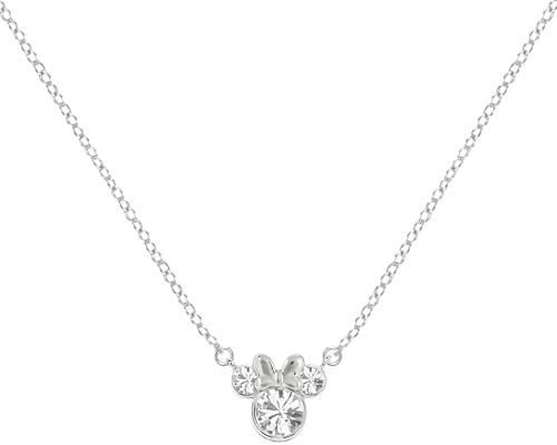 STERLING SILVER 925 MINNIE MOUSE APRIL BIRTHSTONE CRYSTAL NECKLACE