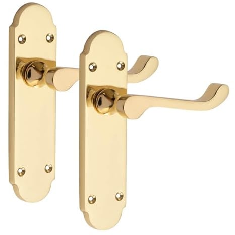 Golden Grace 1 Pair Victorian Scroll Epsom Design Door Handle Polished Brass Finish 168 x 40mm