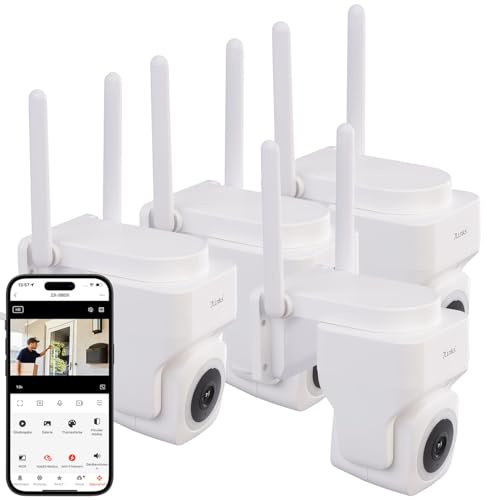 7links WLAN Überwachungskameras: 4er-Set Pan-Tilt-Outdoorkameras mit 2K-Auflösung, 4 MP, Dualband-WLAN (Pan Tilt Überwachungskamera, LAN-Outdoor, PC)