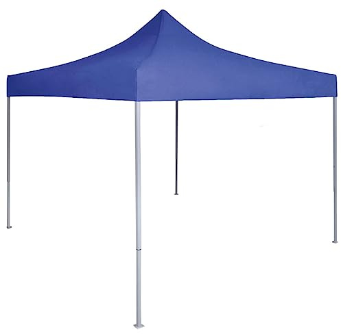 Profi-Partyzelt Faltbar 2x2m Stahl Blau, UV- & Wasserbeständiges 600D Oxford Dach mit PVC, Gartenpavillon für Outdoor Events, Camping, Grillabende, Faltpavillon
