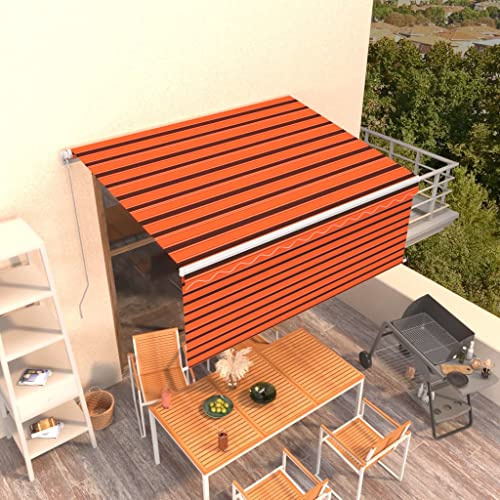 Manuelle einziehbare Markise mit Jalousie 3x2,5 m Orange Braun – UV-beständige Außenmarkise für Terrasse und Balkon