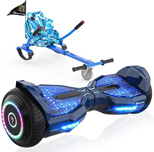 EVERCROSS EV2 Hoverboards mit Sitz - 5,2 Ah Akku, 15 KM/H, Bluetooth Music, 7-Farben Pedallichter, 85 KG Tragkraft, Hover Boards mit Hoverkart Für Kinder & Jugendliche & Erwachsene