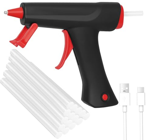 Heißklebepistole Akku, Kabellose Mini-Heißklebepistole mit 15 PCS 7mm*150mm Klebesticks, Schnell Aufheizen Klebepistole, Heißklebepistole für Basteln, DIY, Handwerk, kreative Projekte, Dekoration