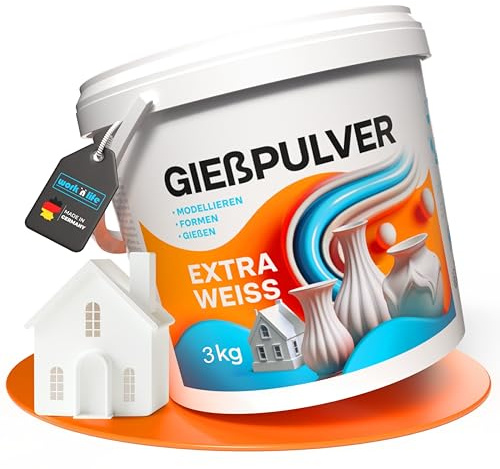 Work'n'life Gießpulver Extra Weiß – Gießmasse für Silikonformen | Blasenarme Gießmasse für glatte Oberflächen und detailreiche DIY-Dekoration.