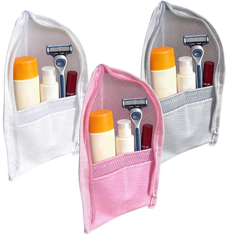 Sac De Toilette Debout Conteneur en Mesh Imperméable | Lot De Trois Sacs De Debout Avec Fermeture Éclair Pour Soins Peau Cosmétique Hygiène Douche