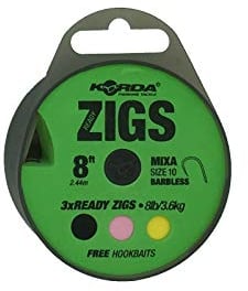 Korda Ready Zigs 8' Barbless Size 10/240cm/3 zigs on Spool