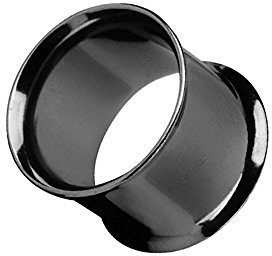 Piercingfaktor Flesh Tunnel Ear Plug Ohr Piercing Tribal Double Flared Plug aus Edelstahl 14mm Schwarz